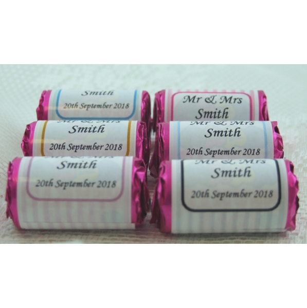 48 Personalised Stripe Love Heart Rolls
