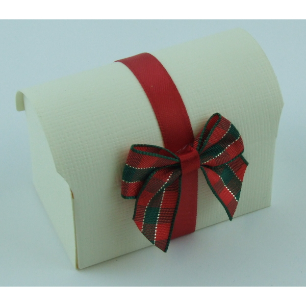 Tartan Bow Chest Christmas Favour Box