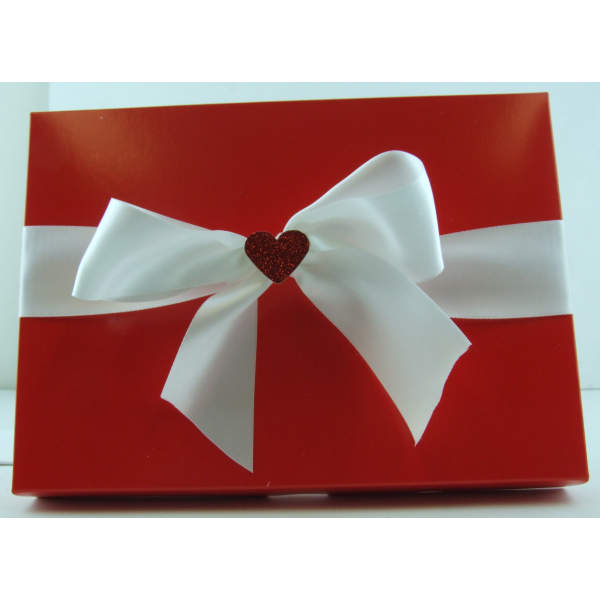 24 Swiss Chocolate Truffle Gift Box Red & Ivory box with glitter heart ...