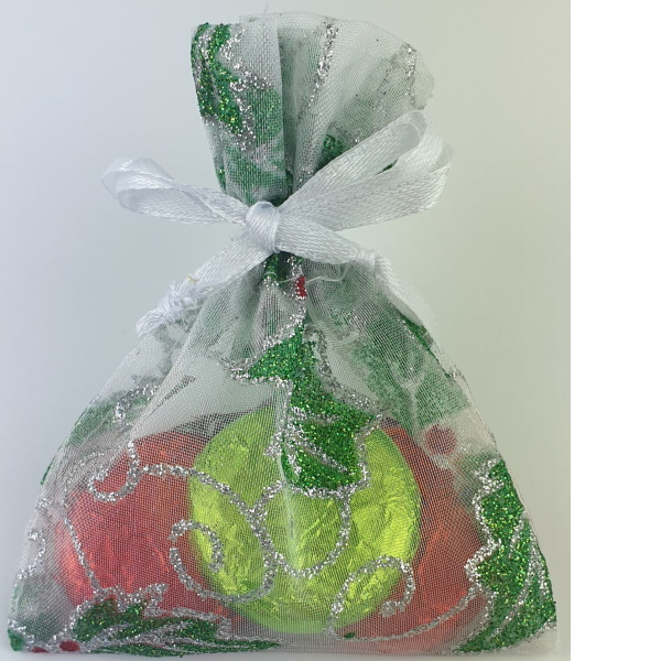 Sparkly holly bag with choice of chocolate fillings