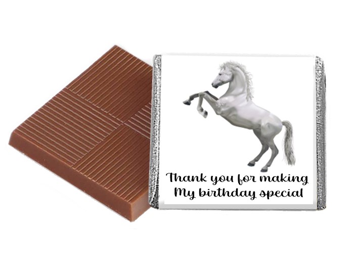 54 Personalised Horse Neapolitan Chocolate Squares – Design 1